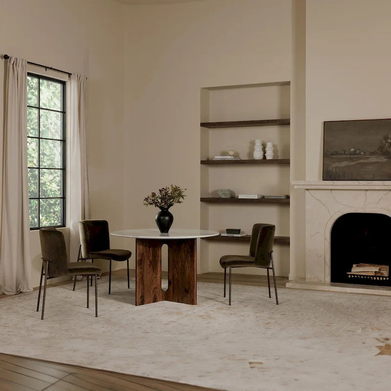 Brelline, mesa de comedor redonda con patas cruzadas - 48W x 48D x 30H
