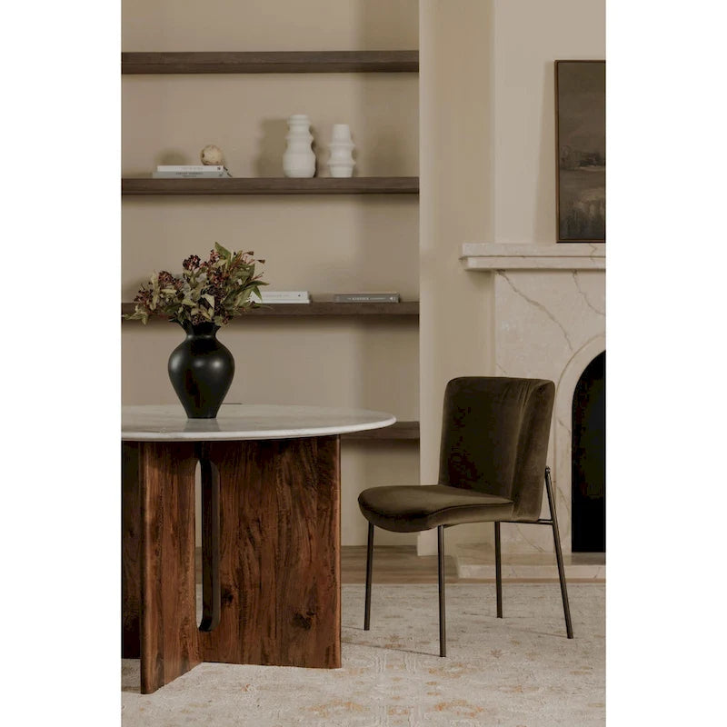 Brelline, mesa de comedor redonda con patas cruzadas - 48W x 48D x 30H