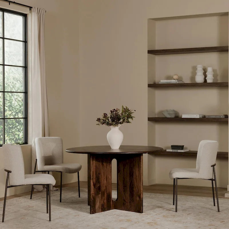 Brelline, mesa de comedor redonda con patas cruzadas - 48W x 48D x 30H