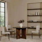 Brelline, mesa de comedor redonda con patas cruzadas - 48W x 48D x 30H