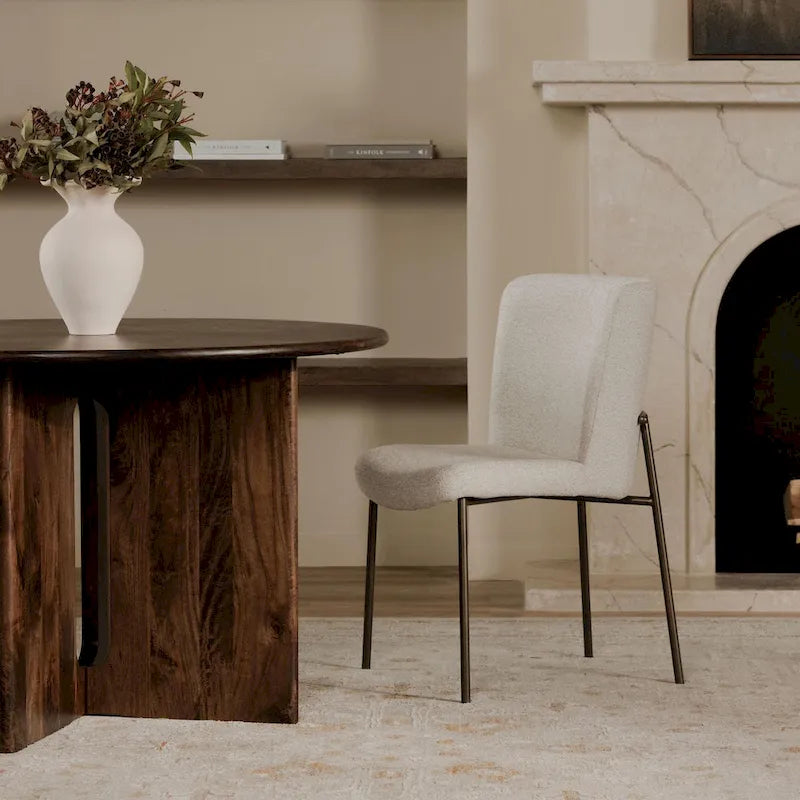 Brelline, mesa de comedor redonda con patas cruzadas - 48W x 48D x 30H