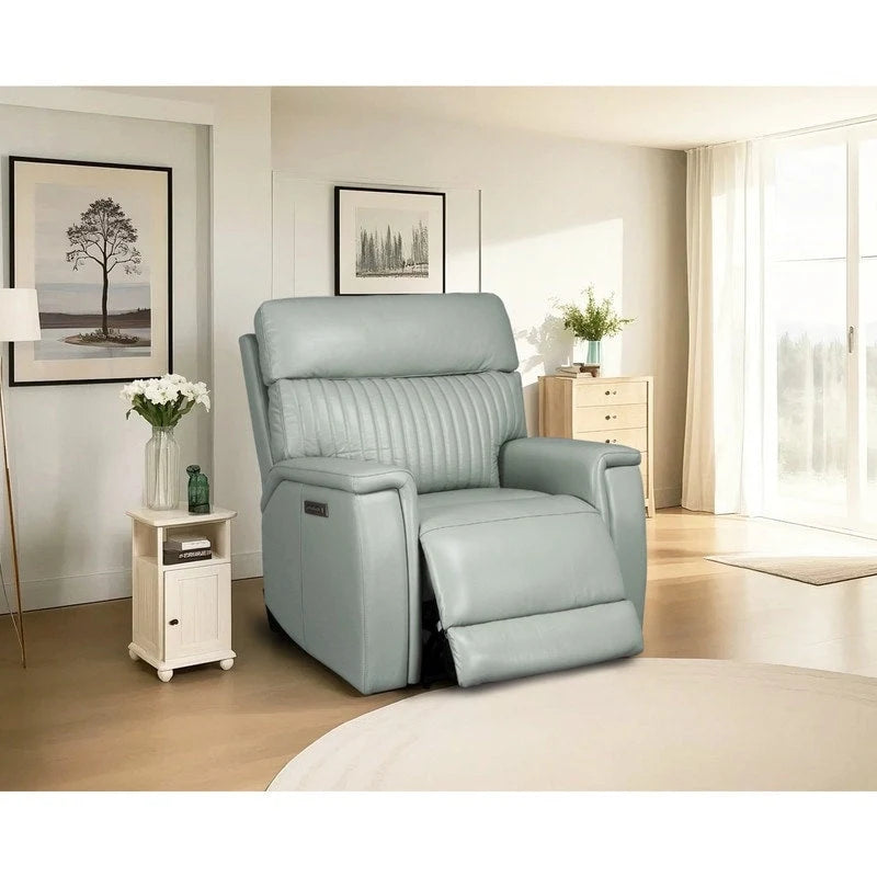 Sillón reclinable eléctrico de cuero con gravedad cero, reposacabezas y soporte lumbar eléctricos, puerto USB y USB-C