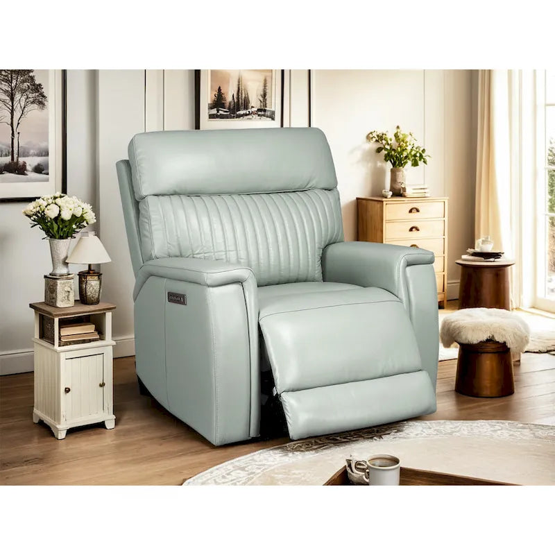 Sillón reclinable eléctrico de cuero con gravedad cero, reposacabezas y soporte lumbar eléctricos, puerto USB y USB-C