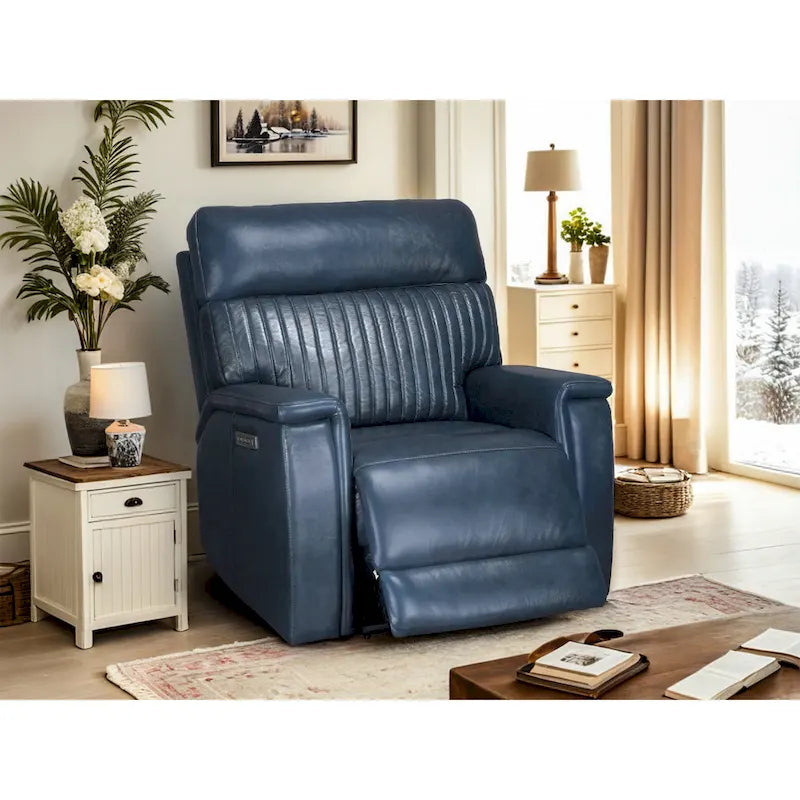 Sillón reclinable eléctrico de cuero con gravedad cero, reposacabezas y soporte lumbar eléctricos, puerto USB y USB-C