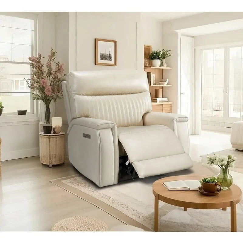 Sillón reclinable eléctrico de cuero con gravedad cero, reposacabezas y soporte lumbar eléctricos, puerto USB y USB-C