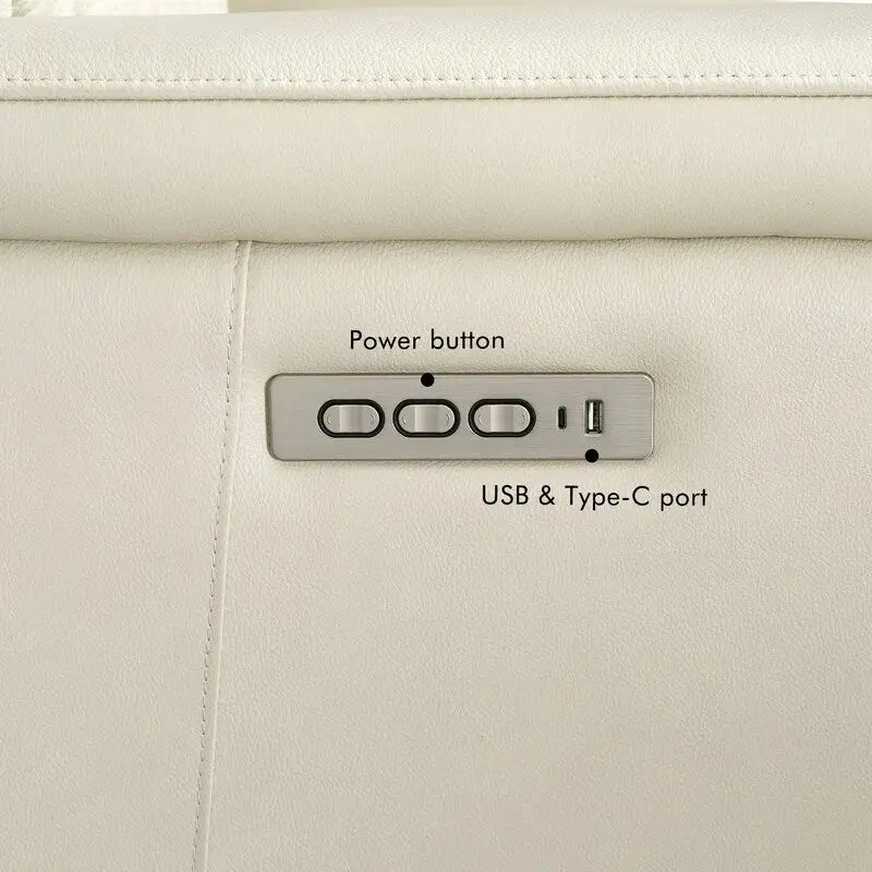 Sillón reclinable eléctrico de cuero con gravedad cero, reposacabezas y soporte lumbar eléctricos, puerto USB y USB-C