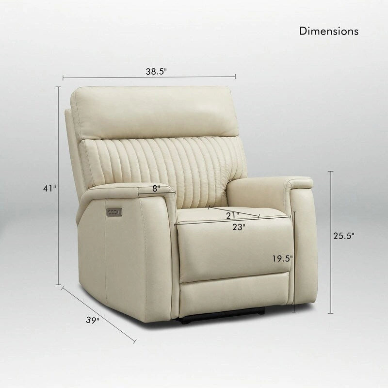 Sillón reclinable eléctrico de cuero con gravedad cero, reposacabezas y soporte lumbar eléctricos, puerto USB y USB-C