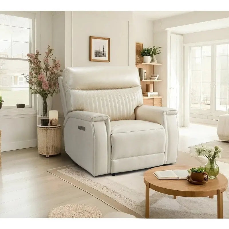 Sillón reclinable eléctrico de cuero con gravedad cero, reposacabezas y soporte lumbar eléctricos, puerto USB y USB-C