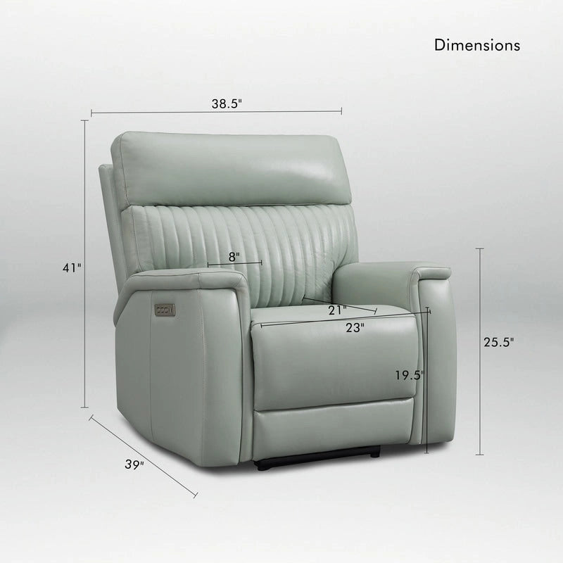 Sillón reclinable eléctrico de cuero con gravedad cero, reposacabezas y soporte lumbar eléctricos, puerto USB y USB-C