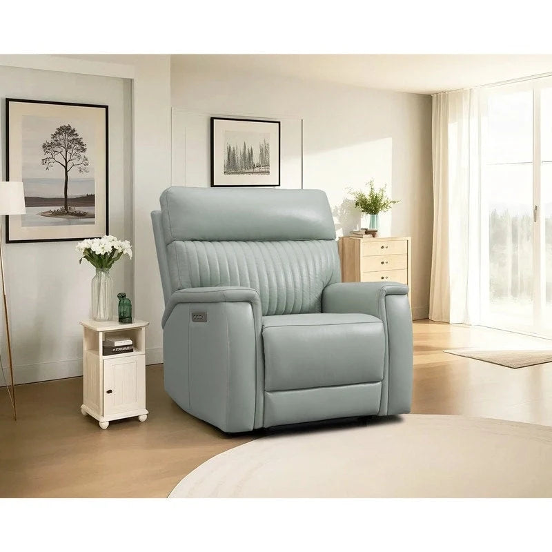 Sillón reclinable eléctrico de cuero con gravedad cero, reposacabezas y soporte lumbar eléctricos, puerto USB y USB-C