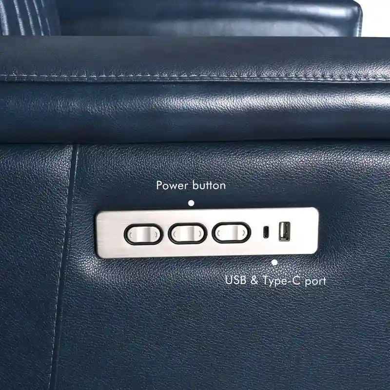 Sillón reclinable eléctrico de cuero con gravedad cero, reposacabezas y soporte lumbar eléctricos, puerto USB y USB-C
