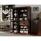 Mueble de despensa/vitrina de pino macizo de 1.23 m (48.5 pulg.) con puertas de vidrio transparente, 2 cajones y estantes ajustables