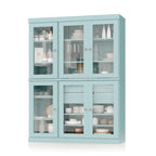 Mueble de despensa/vitrina de pino macizo de 1.23 m (48.5 pulg.) con puertas de vidrio transparente, 2 cajones y estantes ajustables