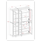 Mueble de despensa/vitrina de pino macizo de 1.23 m (48.5 pulg.) con puertas de vidrio transparente, 2 cajones y estantes ajustables