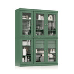 Mueble de despensa/vitrina de pino macizo de 1.23 m (48.5 pulg.) con puertas de vidrio transparente, 2 cajones y estantes ajustables