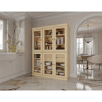 Mueble de despensa/vitrina de pino macizo de 1.23 m (48.5 pulg.) con puertas de vidrio transparente, 2 cajones y estantes ajustables