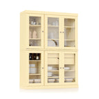 Mueble de despensa/vitrina de pino macizo de 1.23 m (48.5 pulg.) con puertas de vidrio transparente, 2 cajones y estantes ajustables