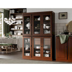 Mueble de despensa/vitrina de pino macizo de 1.23 m (48.5 pulg.) con puertas de vidrio transparente, 2 cajones y estantes ajustables