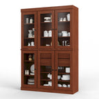 Mueble de despensa/vitrina de pino macizo de 1.23 m (48.5 pulg.) con puertas de vidrio transparente, 2 cajones y estantes ajustables