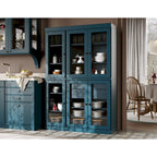 Mueble de despensa/vitrina de pino macizo de 1.23 m (48.5 pulg.) con puertas de vidrio transparente, 2 cajones y estantes ajustables