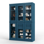 Mueble de despensa/vitrina de pino macizo de 1.23 m (48.5 pulg.) con puertas de vidrio transparente, 2 cajones y estantes ajustables