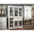 Mueble de despensa/vitrina de pino macizo de 1.23 m (48.5 pulg.) con puertas de vidrio transparente, 2 cajones y estantes ajustables