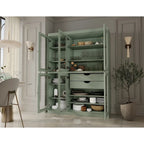 Mueble de despensa/vitrina de pino macizo de 1.23 m (48.5 pulg.) con puertas de vidrio transparente, 2 cajones y estantes ajustables