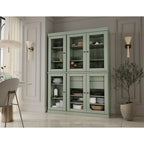 Mueble de despensa/vitrina de pino macizo de 1.23 m (48.5 pulg.) con puertas de vidrio transparente, 2 cajones y estantes ajustables