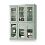 Mueble de despensa/vitrina de pino macizo de 1.23 m (48.5 pulg.) con puertas de vidrio transparente, 2 cajones y estantes ajustables
