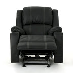 Sillón reclinable manual contemporáneo negro con portavasos de acero, tapicería de cuero sintético lujoso, reclinado ajustable