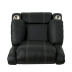 Sillón reclinable manual contemporáneo negro con portavasos de acero, tapicería de cuero sintético lujoso, reclinado ajustable