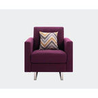 Sillón de tela de lino con patas de metal, bolsillos laterales y cojín