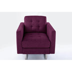 Sillón de tela de lino con patas de metal, bolsillos laterales y cojín