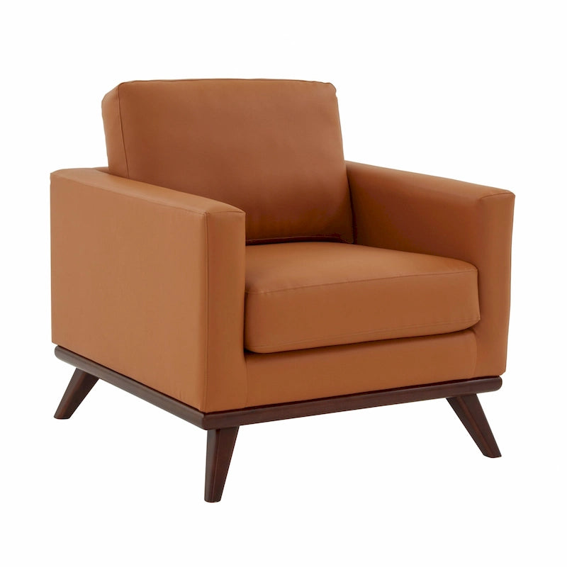 Sofá de un asiento Chester de mediados de siglo, sillón decorativo de piel para sala de estar, dormitorio, salón - 33.46