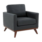 Sofá de un asiento Chester de mediados de siglo, sillón decorativo de piel para sala de estar, dormitorio, salón - 33.46