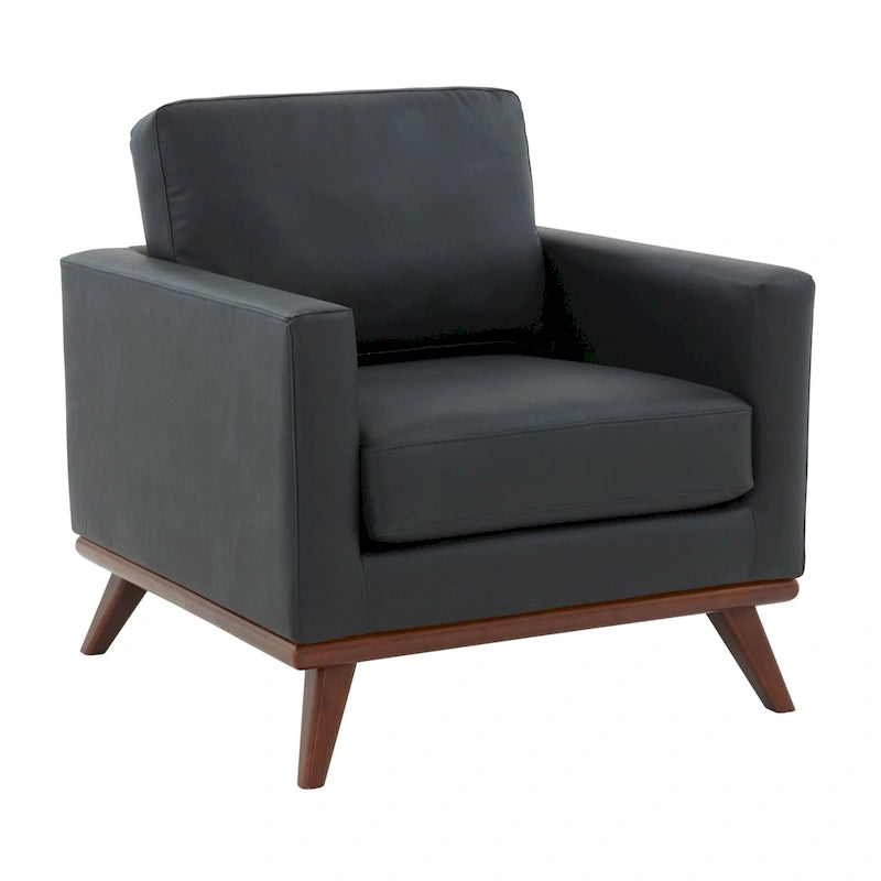Sofá de un asiento Chester de mediados de siglo, sillón decorativo de piel para sala de estar, dormitorio, salón - 33.46