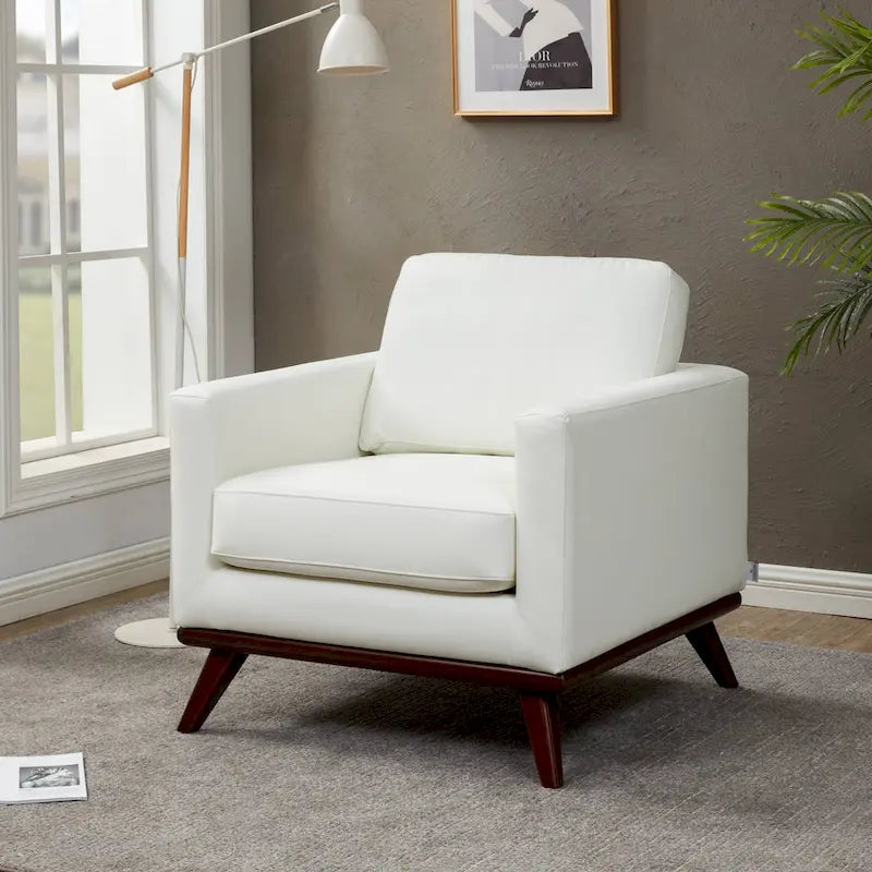 Chester Mid-Century  One-Seater Sofa Leather Accent Arm Chair for Living Room Bedroom Lounge - 33.46
