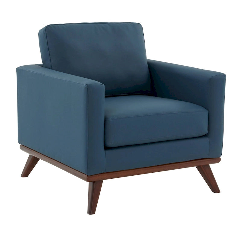 Sofá de un asiento Chester de mediados de siglo, sillón decorativo de piel para sala de estar, dormitorio, salón - 33.46
