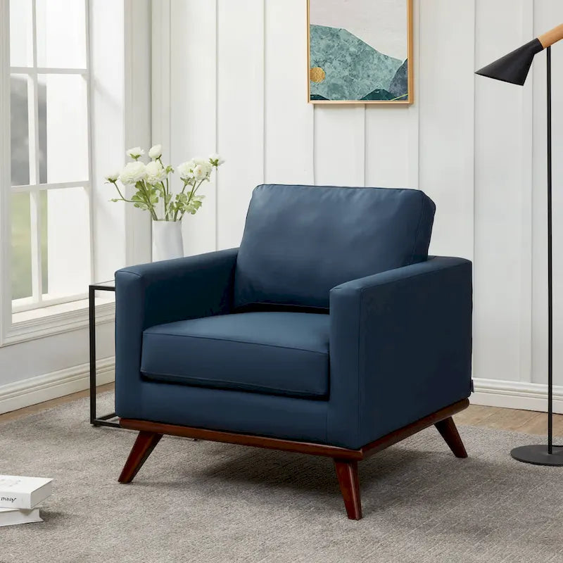 Sofá de un asiento Chester de mediados de siglo, sillón decorativo de piel para sala de estar, dormitorio, salón - 33.46