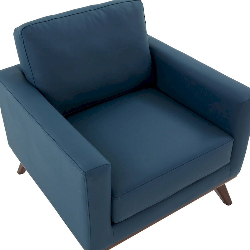 Sofá de un asiento Chester de mediados de siglo, sillón decorativo de piel para sala de estar, dormitorio, salón - 33.46