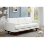 Chester Leather 3-Seater Sofa with Birch Wood Base  Living Room Couch with Removable Cushions - 83