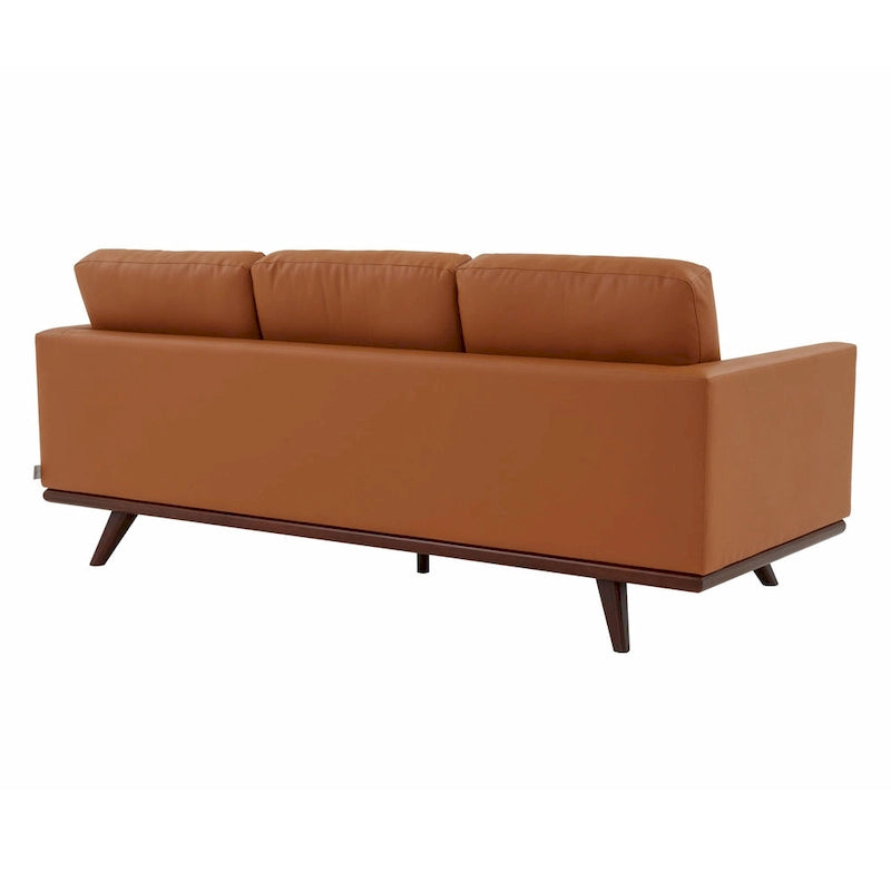 Sofá de 3 plazas Chester de cuero con base de madera de abedul Sofá de salón con cojines desenfundables - 83