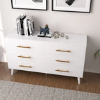 Cómoda doble de madera con 6 cajones, mueble con cajones, soporte de TV para dormitorio, sala de estar y entrada