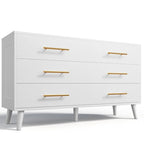 Cómoda doble de madera con 6 cajones, mueble con cajones, soporte de TV para dormitorio, sala de estar y entrada