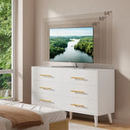 Cómoda doble de madera con 6 cajones, mueble con cajones, soporte de TV para dormitorio, sala de estar y entrada