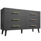 Cómoda doble de madera con 6 cajones, mueble con cajones, soporte de TV para dormitorio, sala de estar y entrada