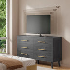 Cómoda doble de madera con 6 cajones, mueble con cajones, soporte de TV para dormitorio, sala de estar y entrada