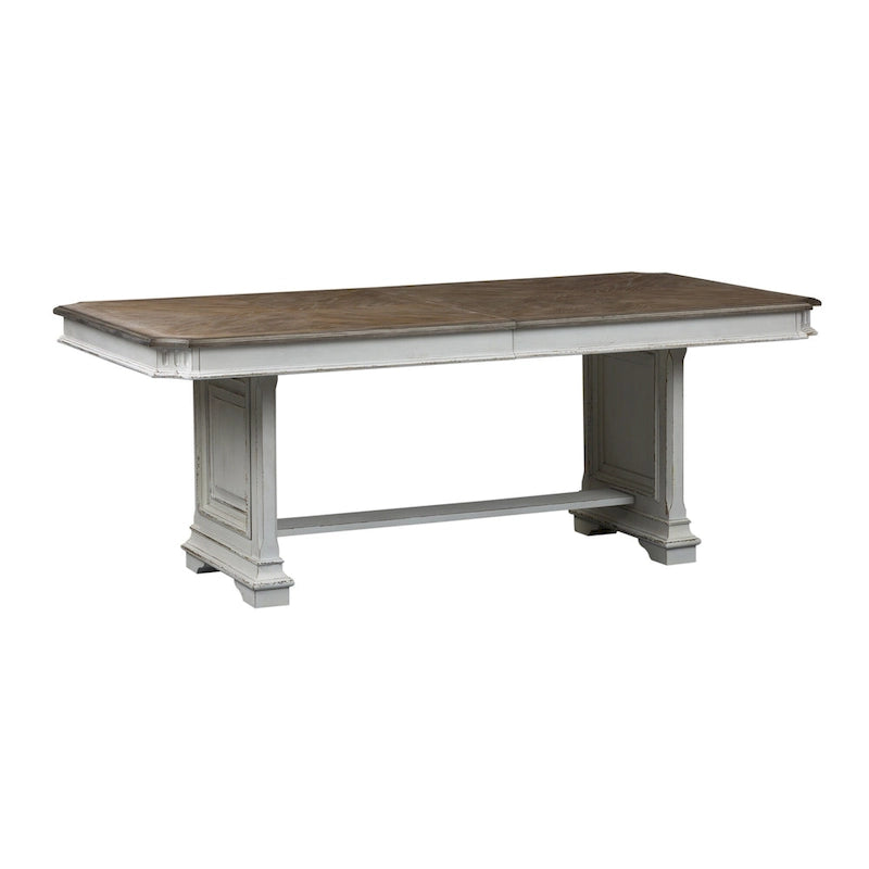 Mesa de caballete Abbey Park en marrón envejecido y blanco antiguo