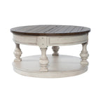 Mesa de centro redonda Morgan Creek Antique White y Tobacco