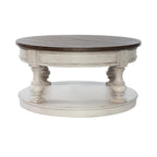 Mesa de centro redonda Morgan Creek Antique White y Tobacco